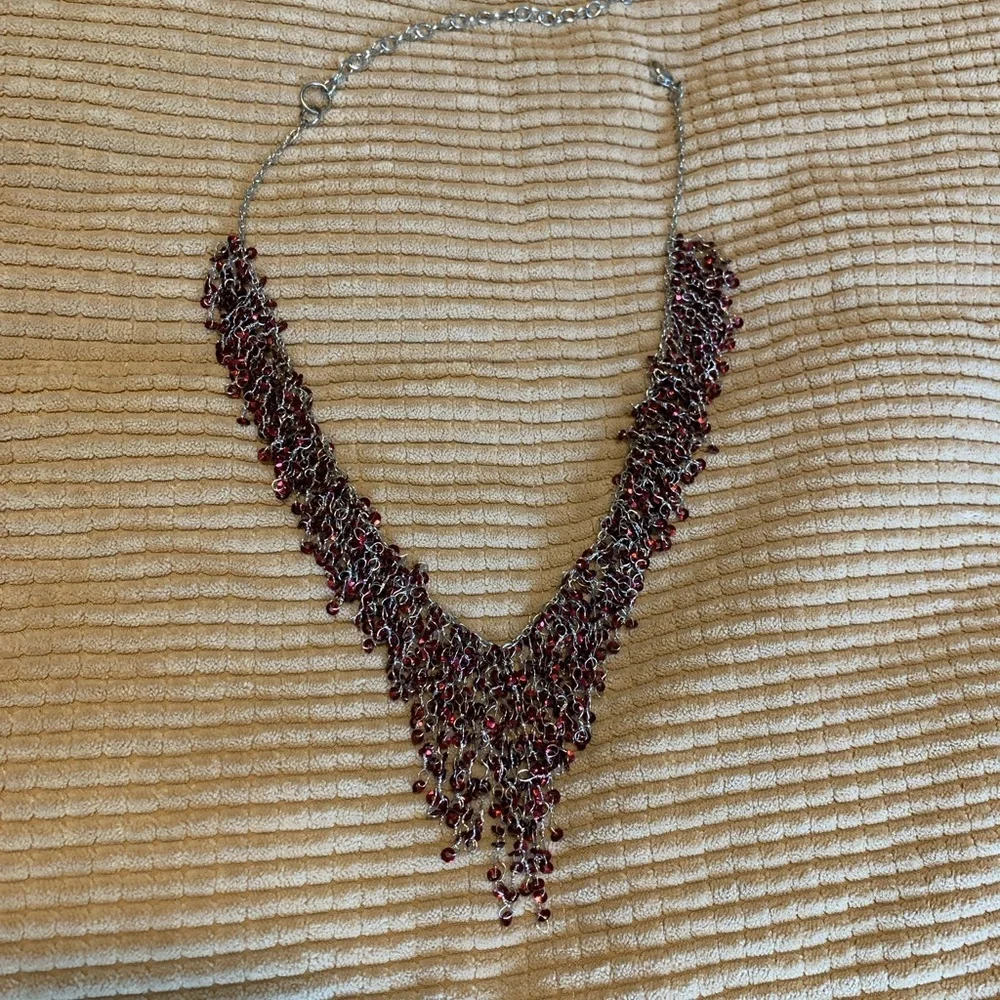 Glimmering red statement necklace